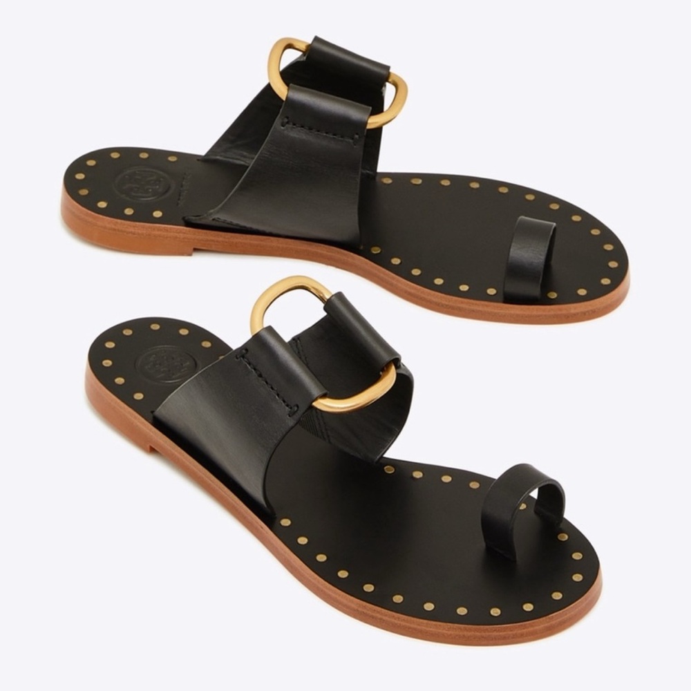 TORY BURCH NWT AUTHENTIC MINIMALIST LUXURY RESORT SUMMER RAVELLO STUDDED SANDAL - Picture 4 of 17